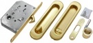 Комплект ручек для раздвижных дверей с фиксатором TIXX мат.золото