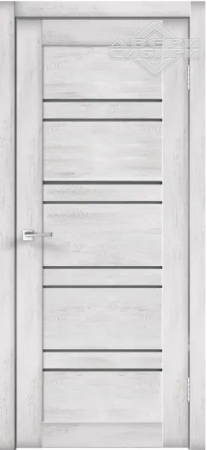 Полотно экошпон LINEA 8 со стеклом без притвора (Ясень серебряный, LR, б/врезки замка и петель, стекло Мателюкс Графит) 