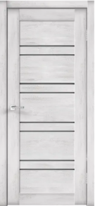 Полотно экошпон LINEA 8 со стеклом без притвора (Ясень серебряный, LR, б/врезки замка и петель, стекло Мателюкс Графит) 